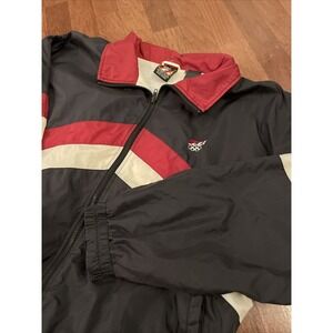 Vintage USA Olympic Jacket Mens Large Black Red White Windbreaker JC Penney 90s